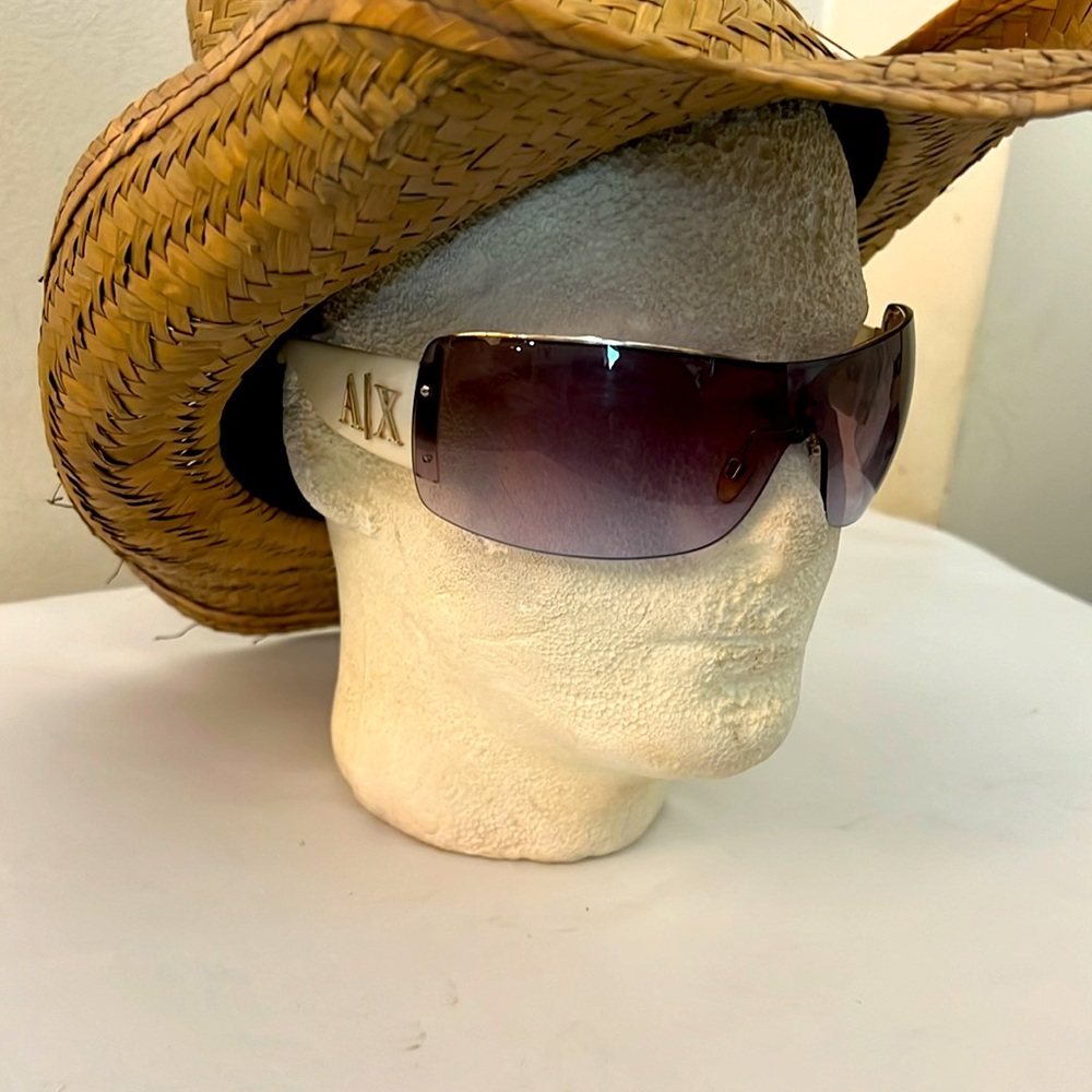 Armani Exchange Oversize White Shield Sunglasses Unisex
